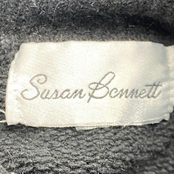 Vintage Susan Bennett Sweater Dress Womens Medium Black Silk Angora Stretch 80s - Picture 2 of 12